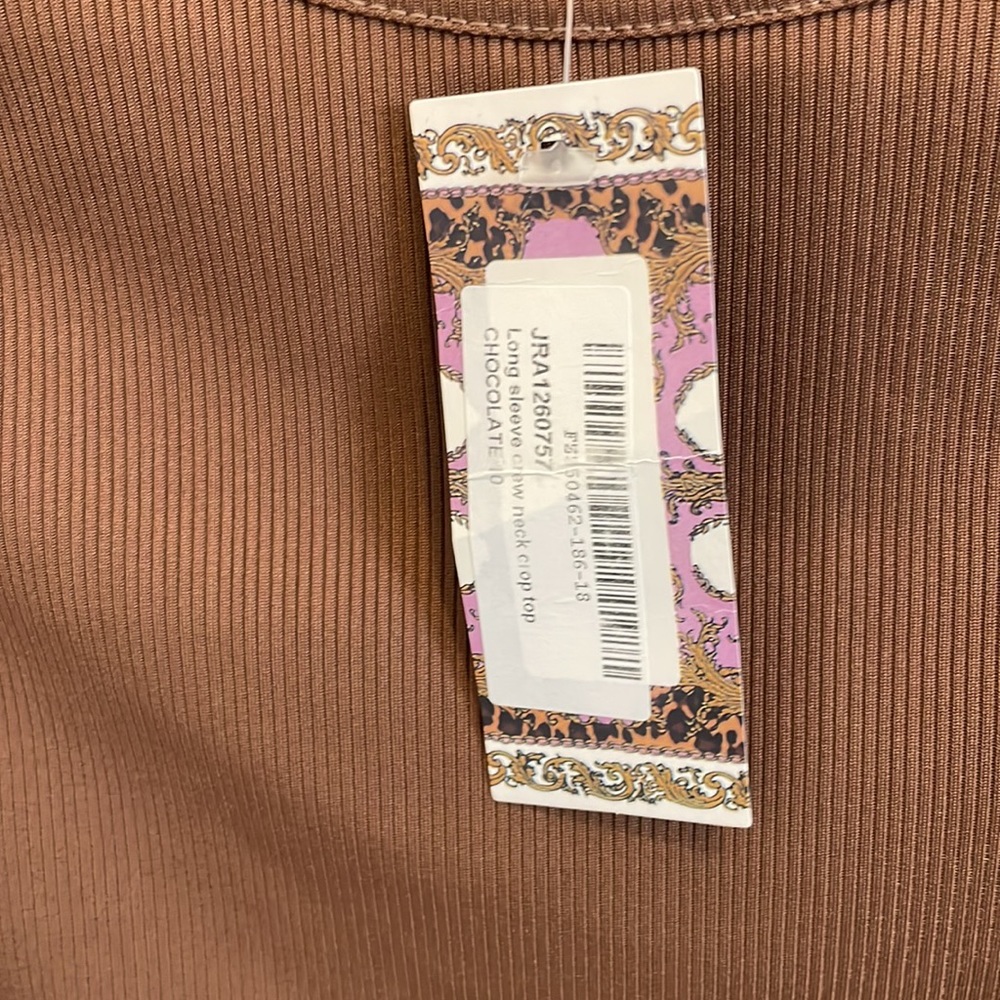 Boohoo Brown Ribbed Cropped Top - Picture 4 of 6